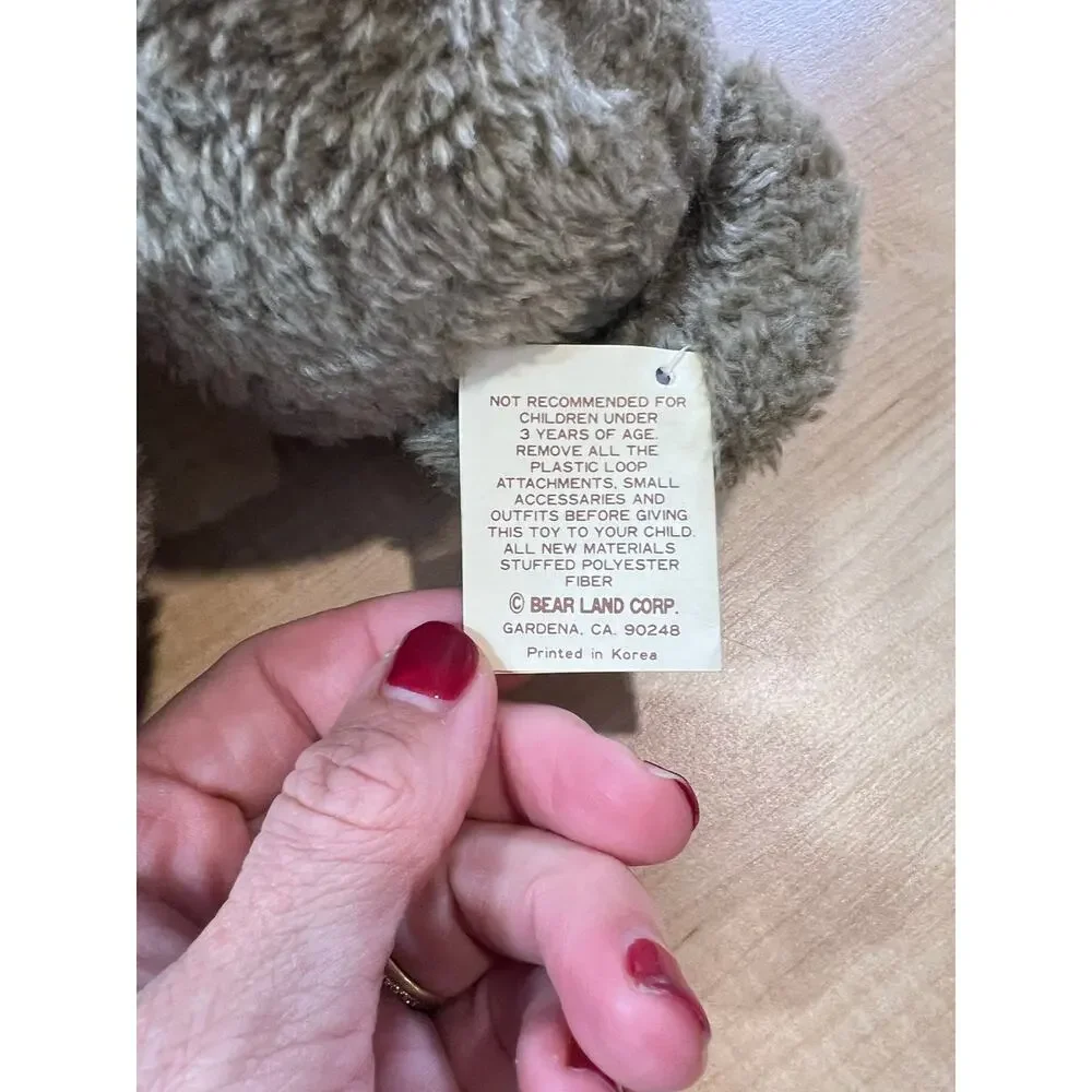 Vintage NWT  Bearland Teddy Bear Movable Parts‎ Plaid Bow 90s